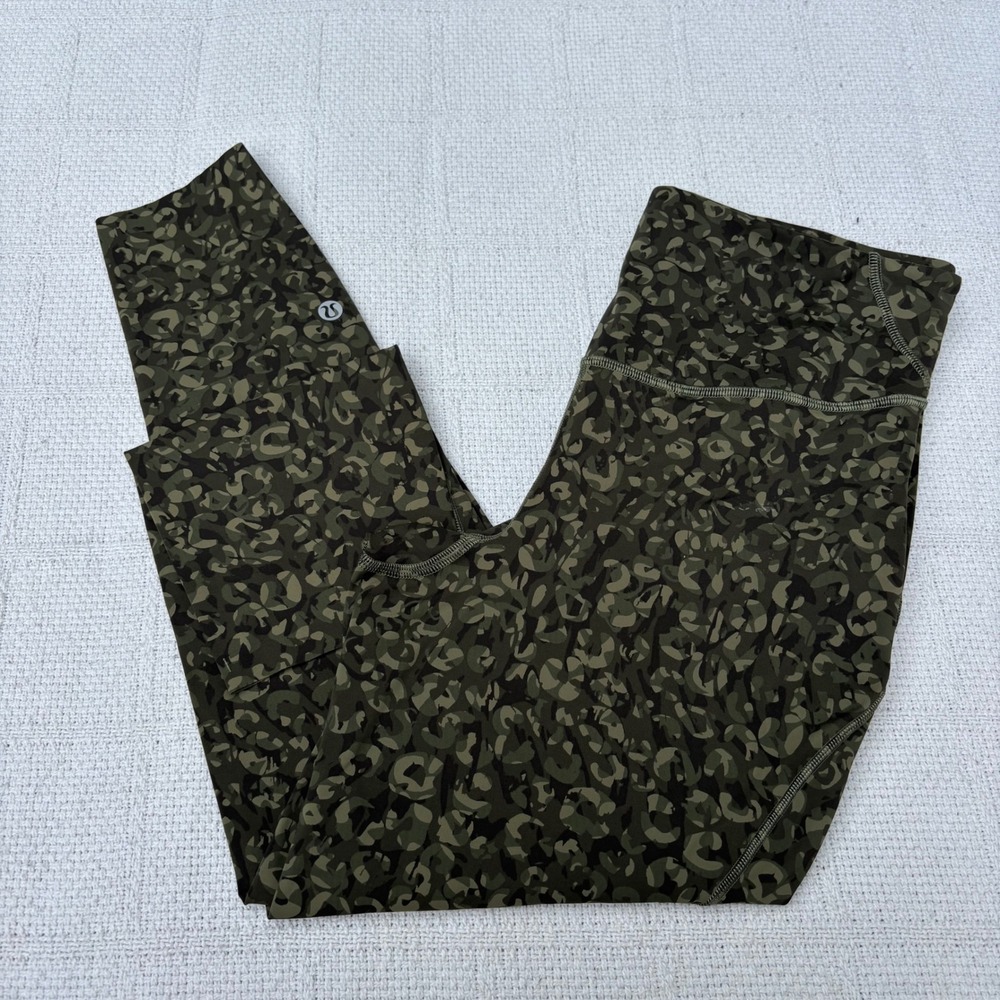 Women's 8 Lululemon Base Pace High-Rise Crop 23" Intertwined Camo Medium Olive